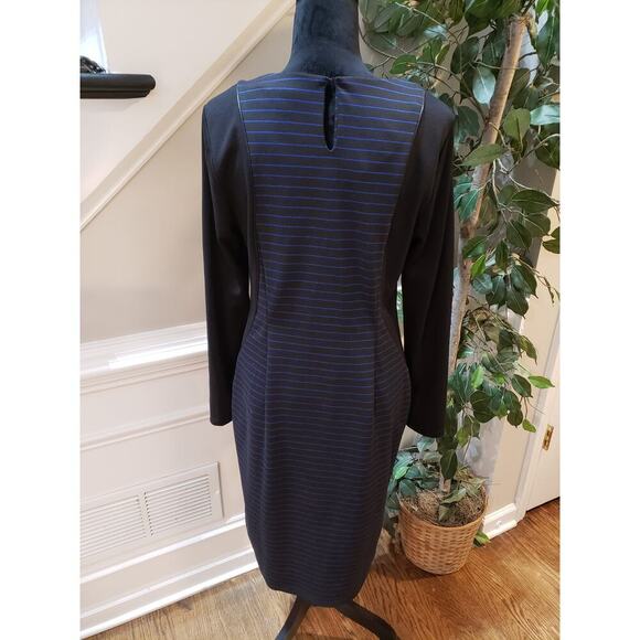 Spense Sheath Dress Women's Size 10 Blue Striped Rayon Stretch Long Sleeve - Picture 4 of 12